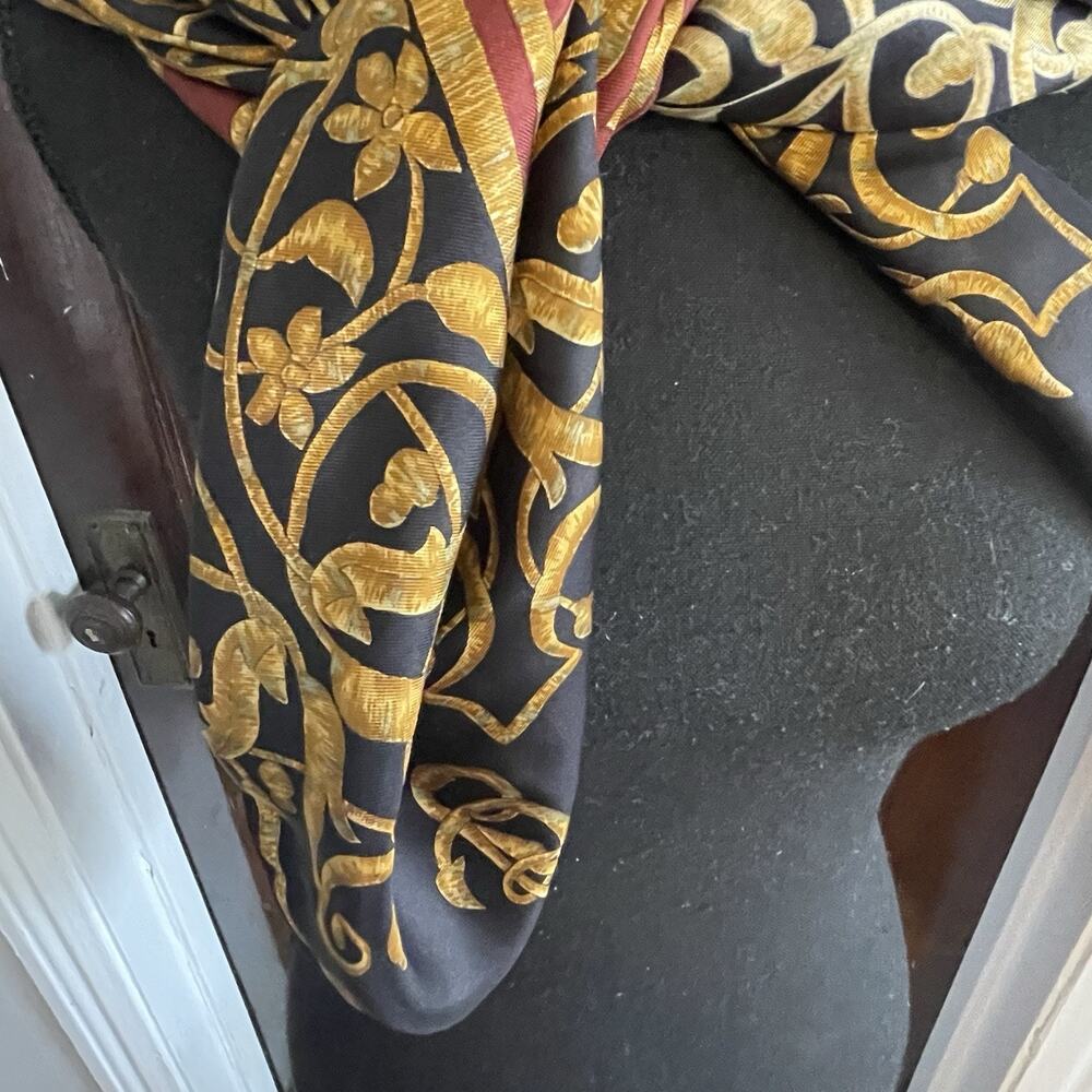 RALPH LAUREN SIGNED SCARF OLD MONEY CLASSY DESIGNER VINTAGE 100% SILK ITALY - Picture 10 of 12